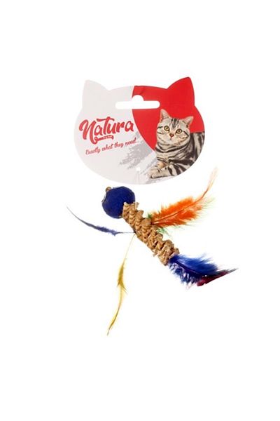 natura Cat Toy with Bird Feathers for Teeth Scratching 15cm