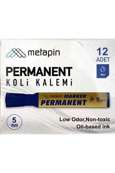 TARDU İTHALAT Metapin 5mm Blue Permanent Parcel Pen - Pack of 12
