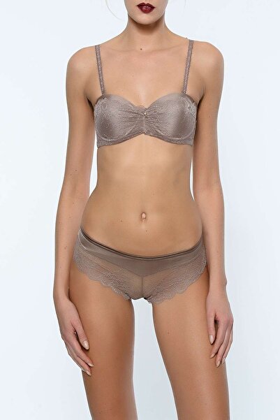 Orkide Kadın Siena Destekli Straplez Pileli Sütyen Külot Takım