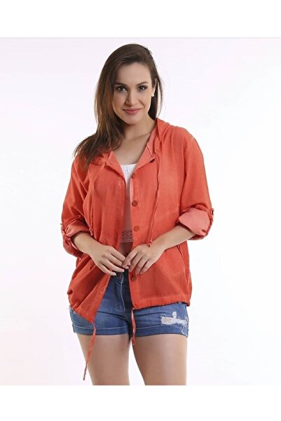 ZTO Kadın Narçiçeği Etnik Bohem Keten Kapüşonlu Gömlek Ceket