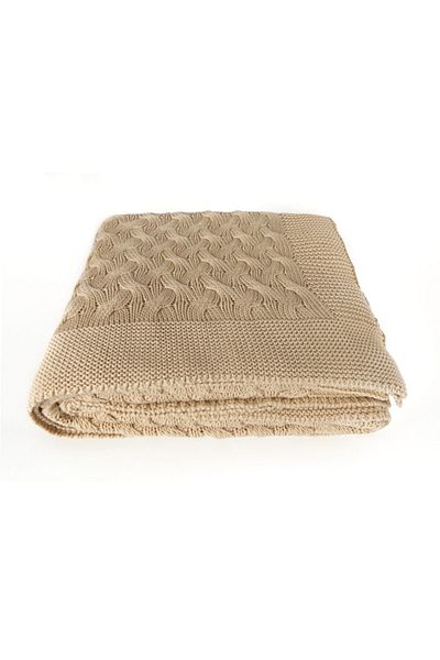Betires Home شال أريكة محبوك باللون البيج مقاس 130x170 سم