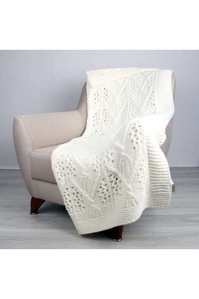 Betires Home Ecru Knitted Sofa Shawl