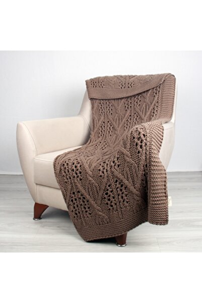 Betires Home Kahverengi Örgü Koltuk Şalı