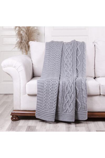Betires Home Gri Örgü Koltuk Şalı