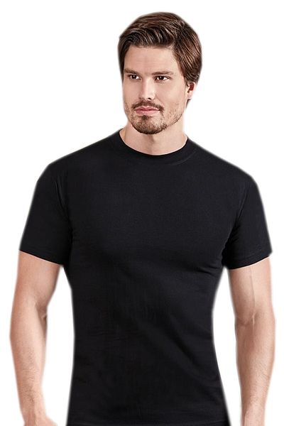 Berrak Men's Black Crew Neck Half Sleeve Undershirt 6 Pieces