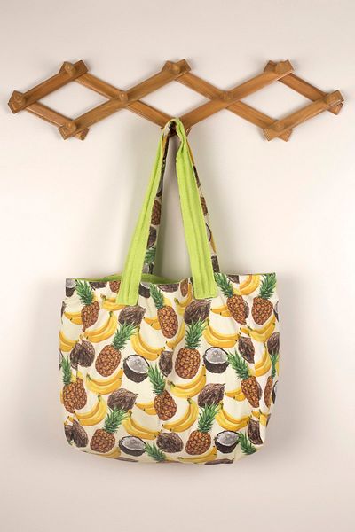 Kirazkids Geantă de plajă și de cumpărături cu model banane ananas galben pentru femei