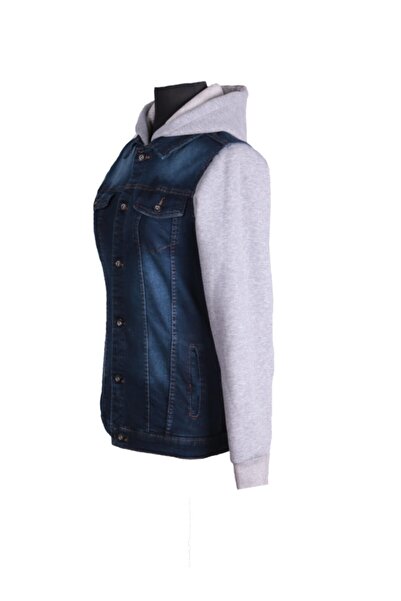 viking's line Trend Kapüşonlu Mont Mavi Kot Ceket