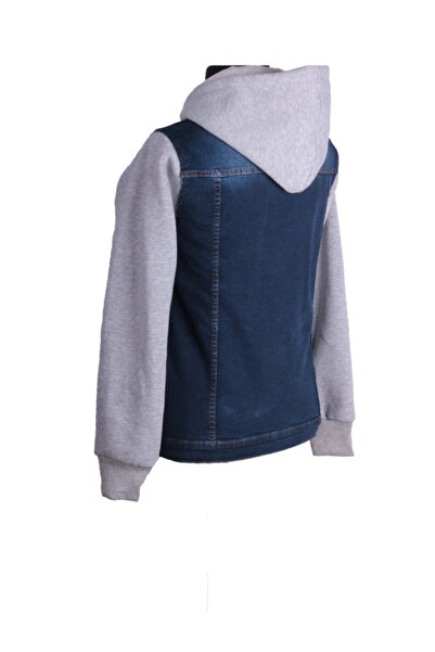 viking's line Trend Kapüşonlu Mont Mavi Kot Ceket