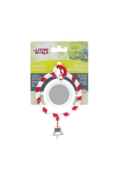 Living World Red Bell Mirror Ring Bird Toy