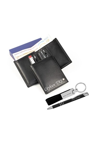 CENGİZ PAKEL 13601 Genuine Leather Men's Wallet and Belt Set