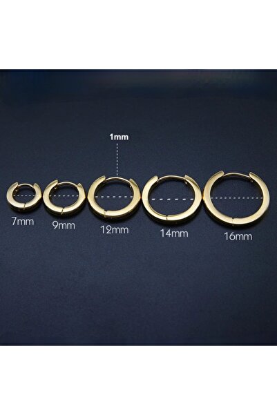 Bylin Takı %100 316l Cerrahi Çelik Gold Halka Küpe - 16 Mm -1 Çift