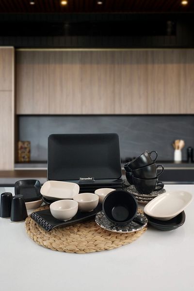 Keramika Black Siera 30 Pieces Breakfast Set for 6 People