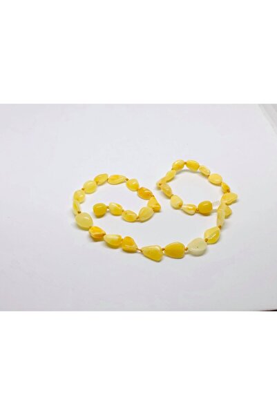 Kehribar Mat Bal Rengi Oval Çocuk Bebek Kolye