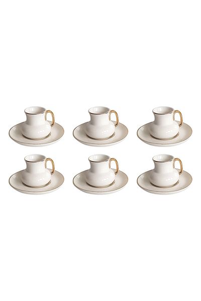 ACAR 6-Piece White Porcelain Coffee Cup Set