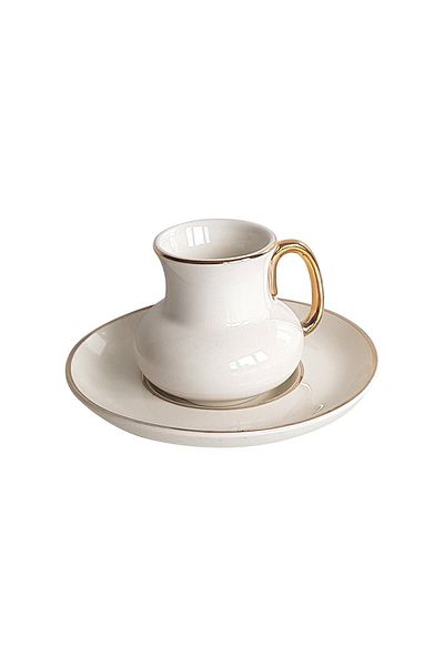 ACAR 6-Piece White Porcelain Coffee Cup Set
