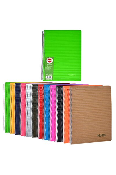 Notte Pastel Spiralli Sert Kapak A4 120 Yaprak Kareli 3 Konulu Defter