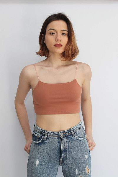 Rosse Butik Дамски къс топ с презрамки и люспи от лук
