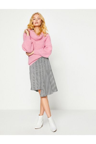 Koton Women's Gray Plaid Skirt