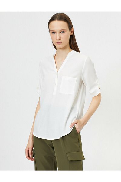 Koton Women's Button Detailed Short Sleeve Blouse