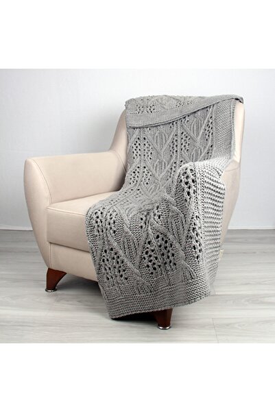 Betires Home Gri Örgü Koltuk Şalı