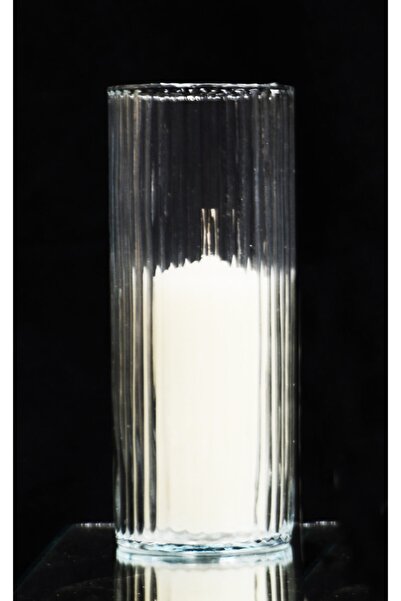 GLASSY Silindir Cam Vazo Mumluk ( 10 Cm Çap- 25 Cm Yükseklik )