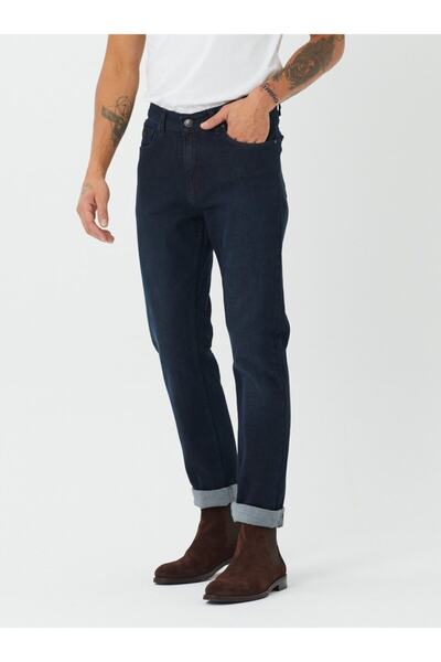 BOSHETTI Erkek Koyu Lacivert Premium Regular Fit Jean Pantolon