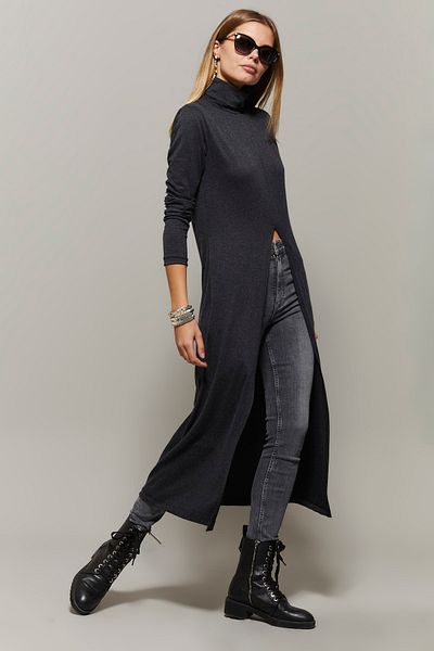 Cool & Sexy Tunica cu gât lung antracit pentru femei EY1150