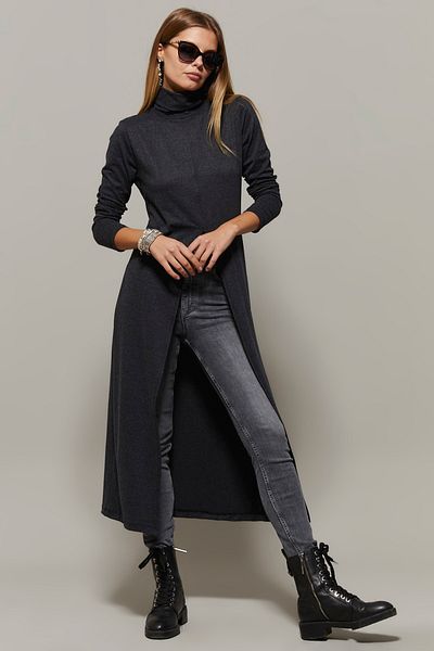 Cool & Sexy Tunica cu gât lung antracit pentru femei EY1150