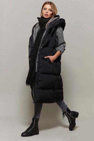 Cool & Sexy Schwarze lange Pufferweste für Damen – DAF05