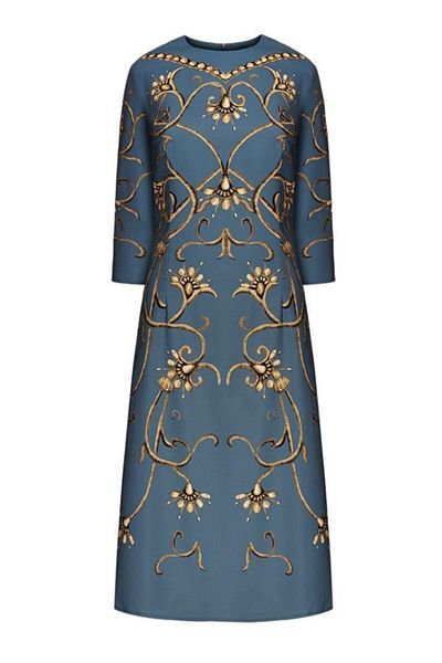 Faberlic Women's Blue Monogram Print Dress