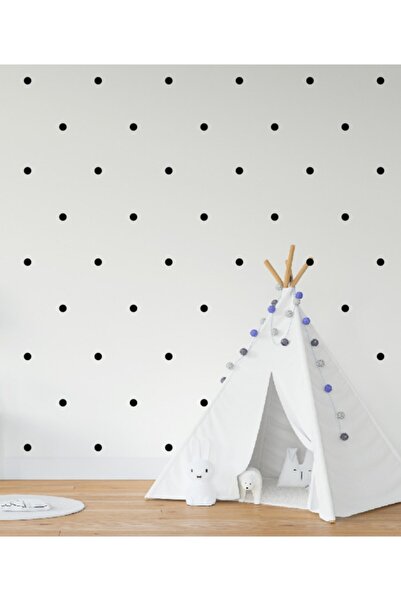 Quart Aksesuar ملصق حائط لغرفة الأطفال دائري أسود 3 سم 110 قطعة