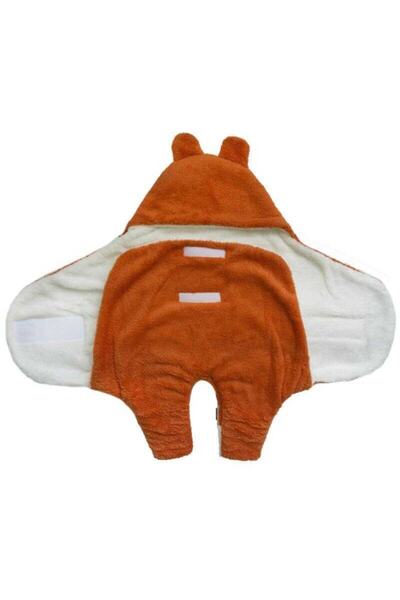 Owli Bebek Kışlık Dış Kundak Battaniye 0-6 Ay-turuncu