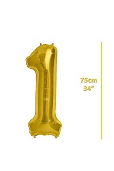 ECE PARTİ Foil Number 1 Gold Balloon 75cm (34 Inch)