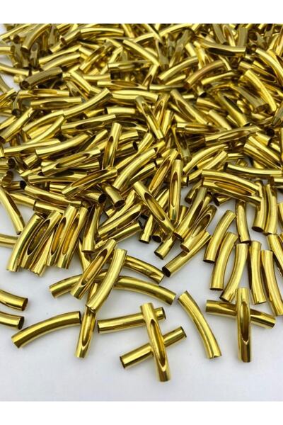 Hedef Bijuteri 100 Adet 2.5cm Kesik Ham Pirinç Boru,karnıyarık Boru Ara Apara...