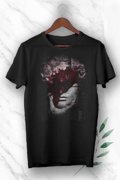perseusshopping Mythology Patterned Unisex Black Statue Printed T-Shirt