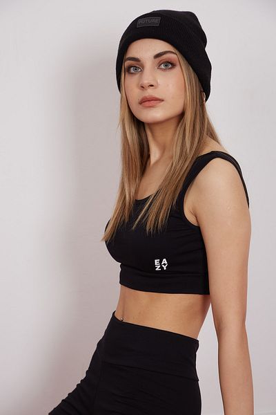 Eazy Co Γυναικείο Μαύρο Basic Crop Singlet