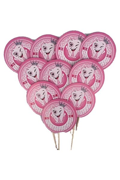 Parti dolabı İlk Dişim Diş Buğdayım Kız Konseptli Pembe Sunum Kürdanı 20 Adet