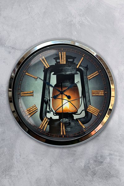 Kasva Concept Gift 40 cm Chrome Metal Antique Wall Clock