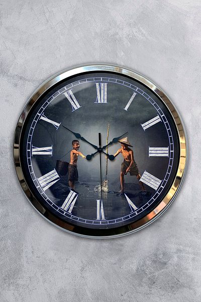 Kasva Concept Ρολόι τοίχου με θέμα το παιδί 40 εκ. Chrome Metal