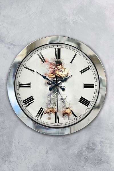 Kasva Concept Gift 36 cm Anthracite Metal Street Fighter Wall Clock
