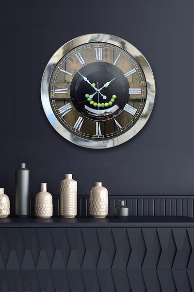 Kasva Concept Gift 36 cm Chrome Metal Kitchen Wall Clock