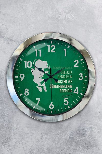 Kasva Concept Gift 36 cm Chrome Metal Teacher's Day Wall Clock