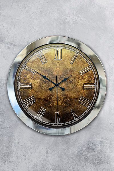 Kasva Concept Gift 36 cm Chrome Metal Girne Wall Clock