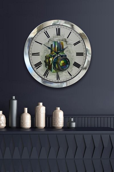 Kasva Concept Gift 36 cm Chrome Metal Photo Wall Clock