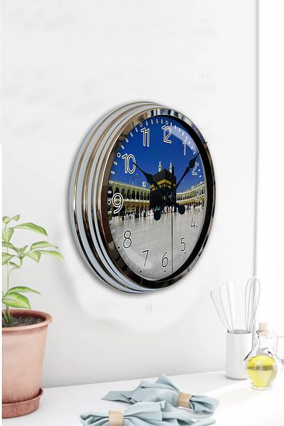 Kasva Concept Cadou 40 Cm Ceas de Perete Kaaba din Metal Cromat