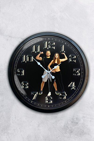 Platin Saat هدية ساعة حائط للياقة البدنية معدنية سوداء مقاس 40 سم