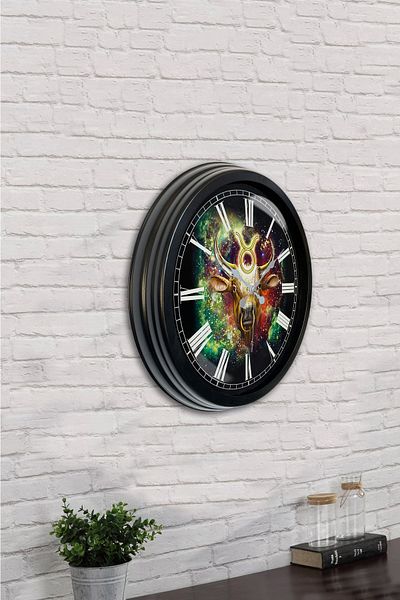 Kasva Concept 40 cm Black Metal Taurus Wall Clock