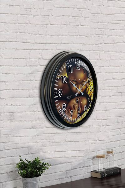 Kasva Concept Ceas de perete pentru copii africani din metal negru de 40 cm