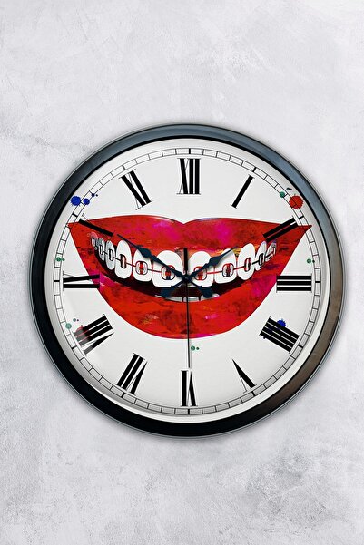 Platin Saat هدية ساعة حائط بفم معدني أسود مقاس 40 سم