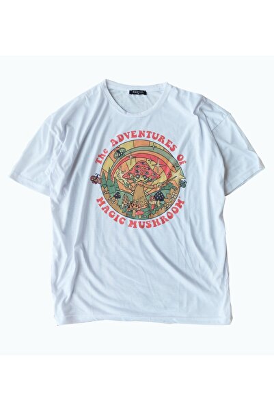 Kozmik Tapestry Μπλουζάκι Unisex Λευκό με Μαγικό Μανιτάρι